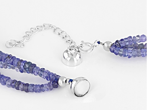 Tanzanite Bead Sterling Silver Necklace 185.00ctw