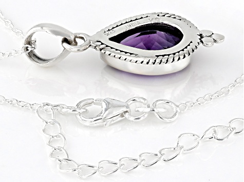 Purple Amethyst Rhodium Over Sterling Silver Pendant with