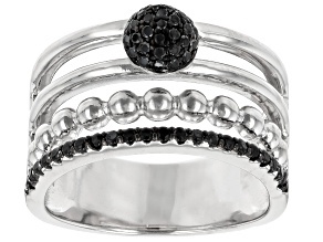 Black Spinel Rhodium Over Sterling Silver Ring 0.38ctw