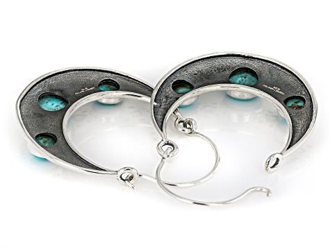 Blue Turquoise Sterling Silver Oxidized Earrings