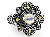 White Ethiopian Opal Sterling Silver Oxidized Ring