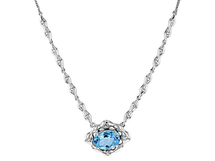Sky Blue Topaz Rhodium Over Sterling Silver Necklace 14.34ctw