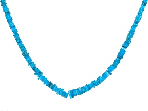 Blue Neon Apatite Rhodium Over Sterling Silver Chip Necklace