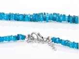 Blue Neon Apatite Rhodium Over Sterling Silver Chip Necklace