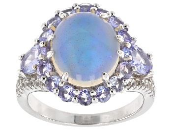 Picture of White Opal Rhodium Over Sterling Silver Ring 1.50ctw
