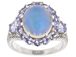 White Ethiopian Opal Rhodium Over Sterling Silver Ring 1.50ctw