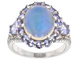 White Ethiopian Opal Rhodium Over Sterling Silver Ring 1.50ctw