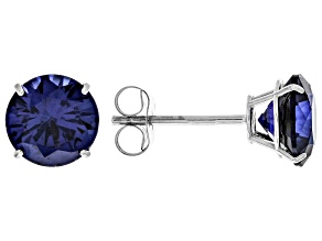 Blue Lab Created Sapphire Rhodium Over 10k White Gold Earrings 1.80ctw