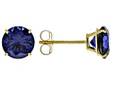 Blue Lab Created Sapphire 10k Yellow Gold Earrings 1.80ctw