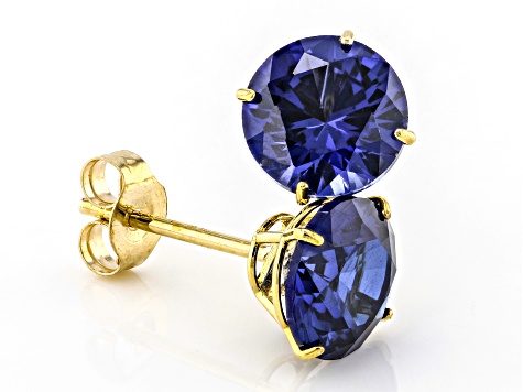 Blue Lab Created Sapphire 10k Yellow Gold Earrings 1.80ctw
