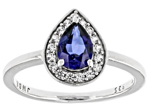 Blue Lab Created Sapphire Rhodium Over Sterling Silver Ring 0.84ctw