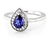 Blue Lab Created Sapphire Rhodium Over Sterling Silver Ring 0.84ctw