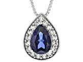 Blue Lab Created Sapphire Rhodium Over Sterling Silver Pendant with Chain 0.84ctw