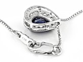 Blue Lab Created Sapphire Rhodium Over Sterling Silver Pendant with Chain 0.84ctw