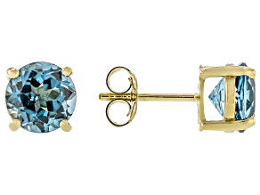 London Blue Topaz 18k Yellow Gold Over Sterling Silver Earrings 4.20ctw