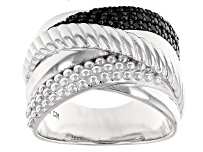 Black Spinel Rhodium Over Sterling Silver Ring 0.38ctw