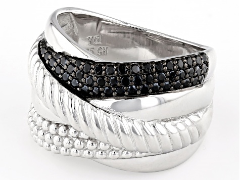 Black Spinel Rhodium Over Sterling Silver Ring 0.38ctw