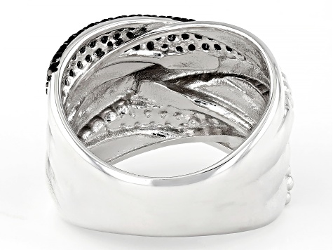 Black Spinel Rhodium Over Sterling Silver Ring 0.38ctw