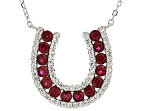 Red Lab Created Ruby Rhodium Over Sterling Silver Necklace 1.72ctw