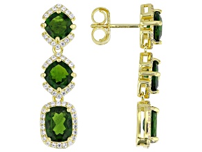 Green Chrome Diopside 18k Yellow Gold Over Sterling Silver Earrings 6.10ctw