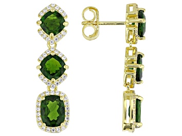 Picture of Chrome Diopside 18k Yellow Gold Over Sterling Silver Earrings 6.10ctw