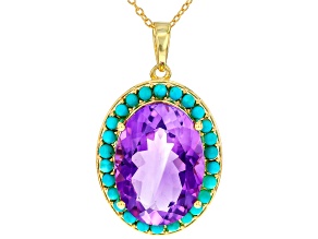 Purple Amethyst 18k Yellow Gold Over Sterling Silver Pendant With Chain 11.40ct
