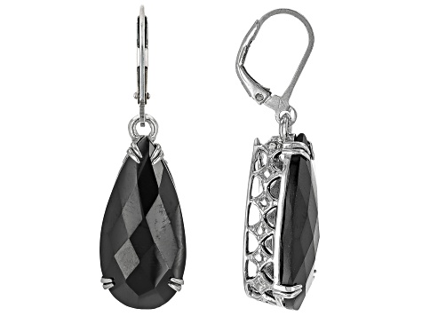 Black Spinel Rhodium Over Sterling Silver Earrings 22.50ctw