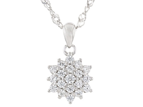 White Zircon Rhodium Over Sterling Silver Pendant with Chain 0.40ctw