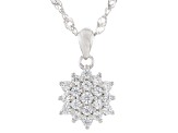 White Zircon Rhodium Over Sterling Silver Pendant with Chain 0.40ctw