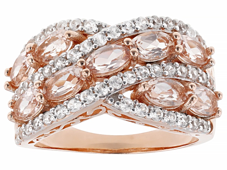 Peach Morganite 14k Rose Gold Over Sterling Silver Ring 2.54ctw