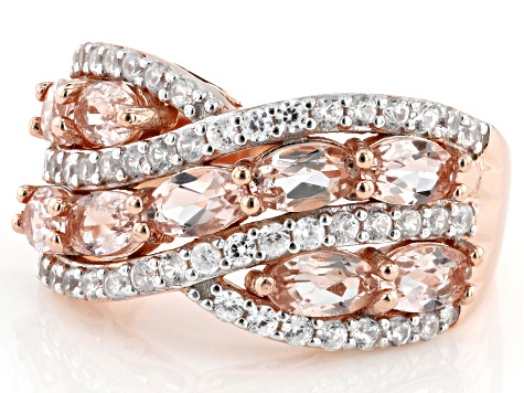 Peach Morganite 14k Rose Gold Over Sterling Silver Ring 2.54ctw