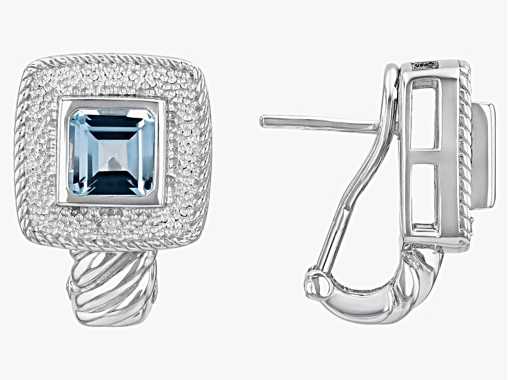 Blue Glacier Topaz™ Rhodium Over Sterling Silver Earrings