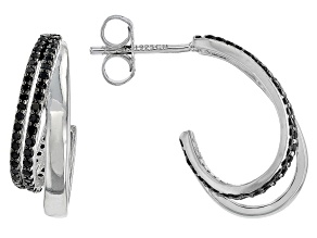 Black Spinel Rhodium Over Sterling Silver Earrings 0.77ctw