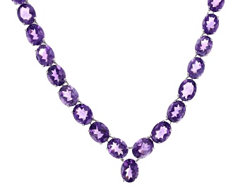 Purple African Amethyst 18k Yellow Gold Over Sterling Silver Tennis Necklace 15.25ctw