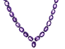 Purple African Amethyst 18k Yellow Gold Over Sterling Silver Tennis Necklace 15.25ctw