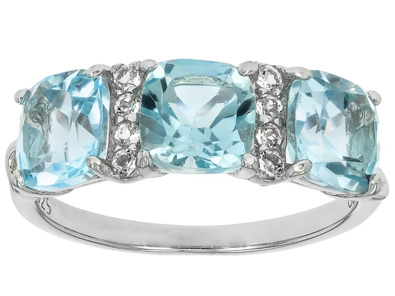 Blue Glacier Topaz™ Rhodium Over Sterling Silver Ring 3.14ctw