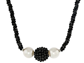 Black Spinel Rhodium Over Sterling Silver Necklace 50.00ctw