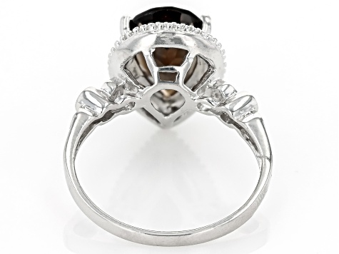 Brown Smoky Quartz Rhodium Over Sterling Silver Ring 2.71ctw