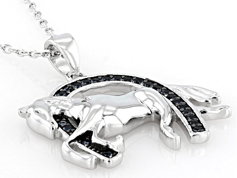 Black Spinel Rhodium Over Sterling Silver Pendant with Chain