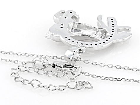 Black Spinel Rhodium Over Sterling Silver Pendant with Chain