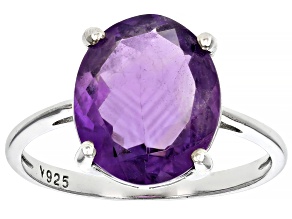 Purple Amethyst Rhodium Over Sterling Silver Ring 4.50ct