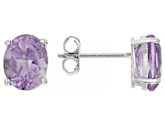 Purple Amethyst Rhodium Over Sterling Silver Earrings 3.15ctw