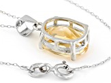 Yellow Citrine Rhodium Over Sterling Silver Pendant with Chain 4.37ct