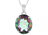 Mystic Quartz Rhodium Over Sterling Silver Pendant with Chain 4.48ct