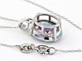 Mystic Quartz Rhodium Over Sterling Silver Pendant with Chain 4.48ct