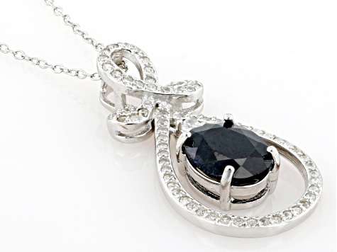 Black Sapphire Rhodium Over Sterling Silver Pendant with Chain 2.78ctw -  DOK3378 | JTV.com