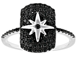 Black Spinel Rhodium Over Sterling Silver Ring 0.62ctw