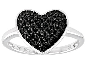 Black Spinel Rhodium Over Sterling Silver Ring 0.44ctw