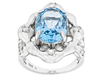 Blue Aquamarine Platinum Over Sterling Silver Ring 2.15ctw