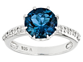 London Blue Topaz Rhodium Over Sterling Silver Ring 2.97ctw